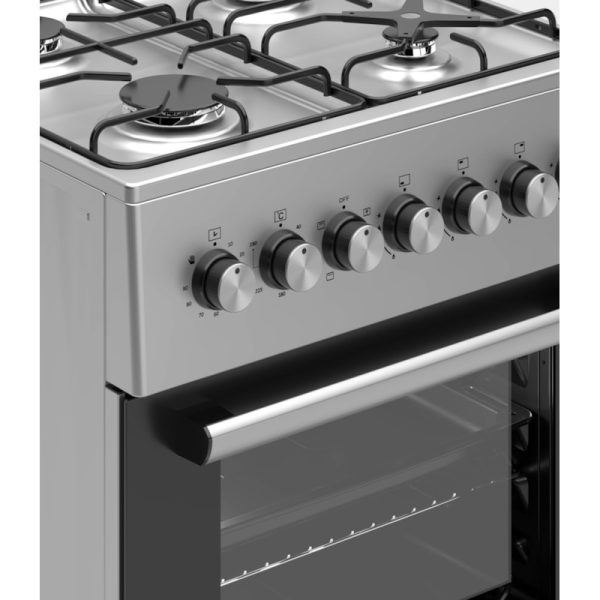 NIEUW - Wiggo Gasfornuis 60 cm – 4‑pits RVS met 6‑functies heteluchtoven Gratis thuisbezorg - Afbeelding 5