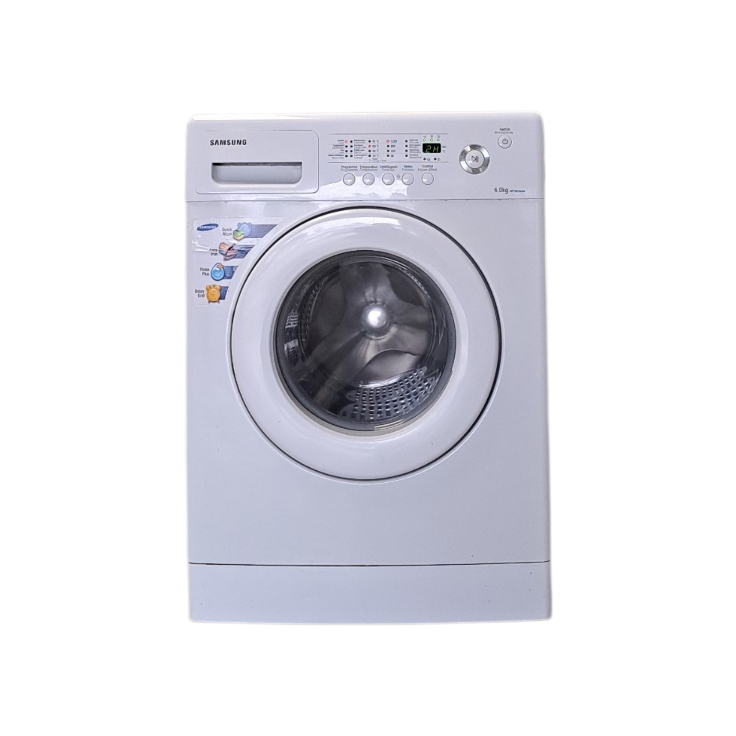 Refurbished Samsung WF7602NAW/XEN wasmachine met 6 KG vulgewicht en 1200 toeren. Compact, betrouwbaar en direct klaar voor gebruik.